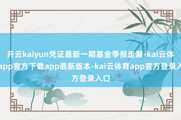 开云kaiyun凭证最新一期基金季报走漏-kai云体育app官方下载app最新版本-kai云体育app官方登录入口